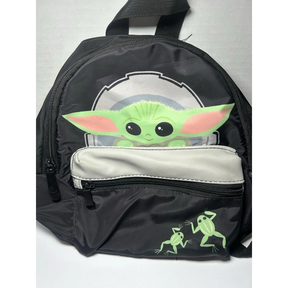 Star Wars Baby Yoda Black Mini Backpack Front Pocket School Play Purse Bag